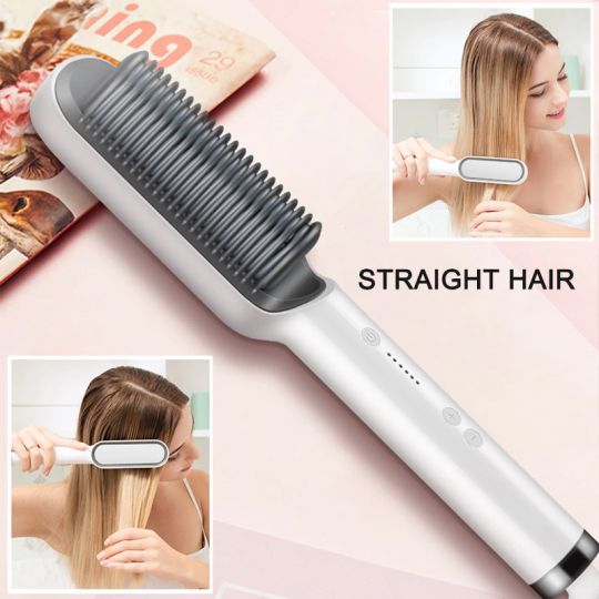 Hair Straight & curly comb brush with 5 Levels Heat - Kbr Express