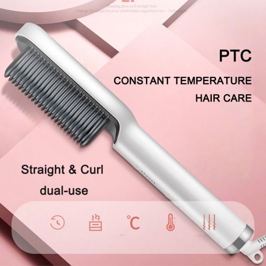 Hair Straight & curly comb brush with 5 Levels Heat - Kbr Express