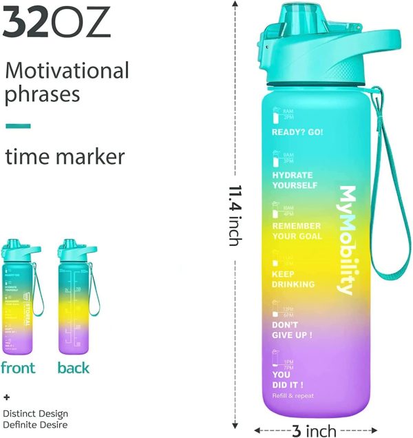 32oz Original Motivational cute Water Bottle 1L - Kbr Express